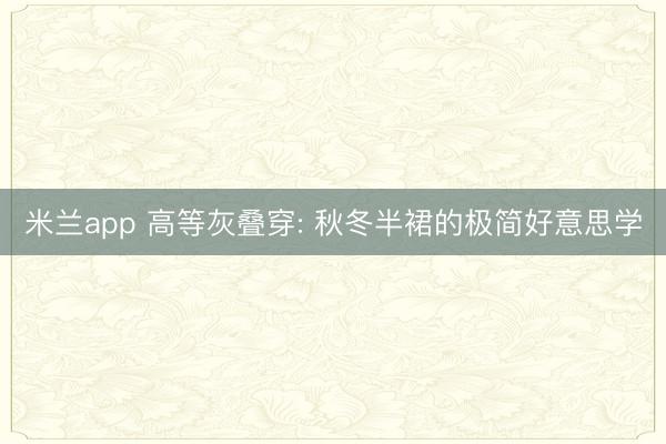 米兰app 高等灰叠穿: 秋冬半裙的极简好意思学