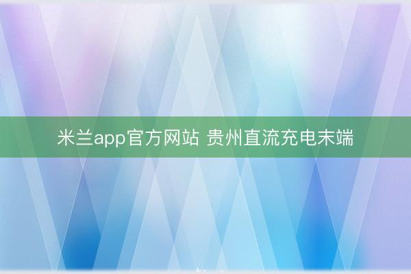 米兰app官方网站 贵州直流充电末端